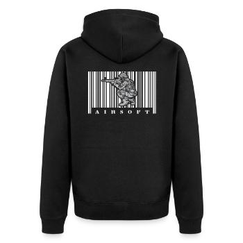 Airsoft - Unisex Premium Bio Zip Hoodie - Schwarz - Hinten - Nico (187cm)