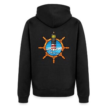 Lighthouse - Unisex Premium Organic Zip Hoodie - black - Back - Nico (187cm)