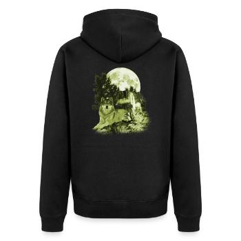 Wolf - Unisex Premium Bio Zip Hoodie - Schwarz - Hinten - Nico (187cm)
