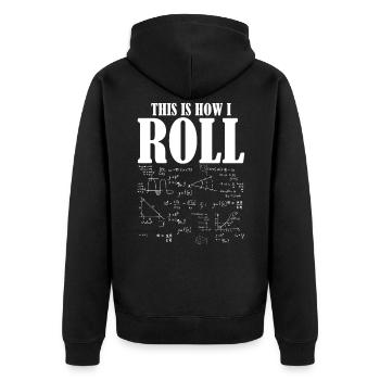 Physik Physiker - Unisex Premium Bio Zip Hoodie - Schwarz - Hinten - Nico (187cm)
