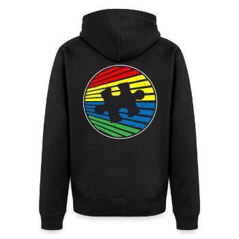 Autismus Autist - Unisex Premium Bio Zip Hoodie - Schwarz - Hinten - Nico (187cm)