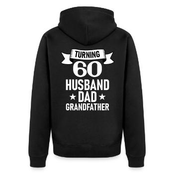 60. Geburtstag - Sechzigster 60 Jahre Alt - Unisex Premium Bio Zip Hoodie - Schwarz - Hinten - Nico (187cm)