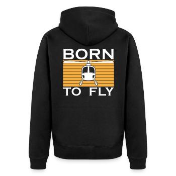 Helikopter Hubschrauber Pilot Heli - Unisex Premium Bio Zip Hoodie - Schwarz - Hinten - Nico (187cm)