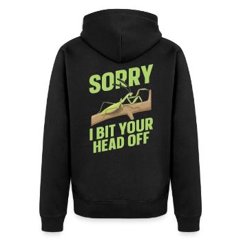 Gottesanbeterin - Unisex Premium Bio Zip Hoodie - Schwarz - Hinten - Nico (187cm)