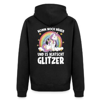 Einhorn Unicorn - Unisex Premium Bio Zip Hoodie - Schwarz - Hinten - Nico (187cm)