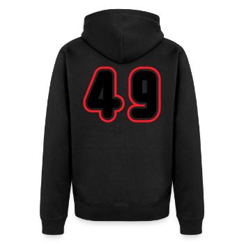 49 Number number - Unisex Premium Organic Zip Hoodie - black - Back - Nico (187cm)