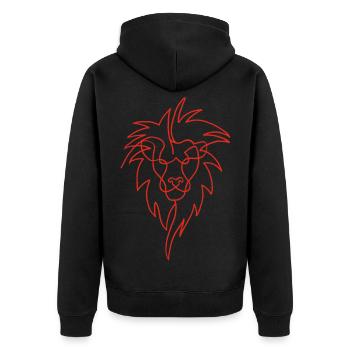 Skizze des roten Löwen - Unisex Premium Bio Zip Hoodie - Schwarz - Hinten - Nico (187cm)