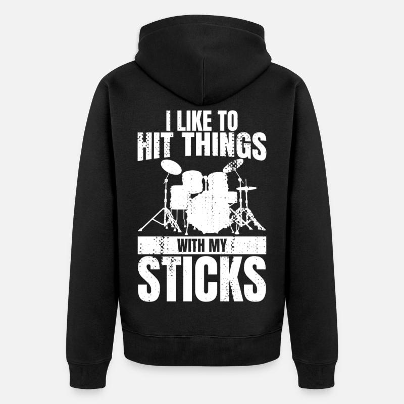 Lustiger Drummer Witz - Unisex Premium Bio Zip Hoodie - Schwarz