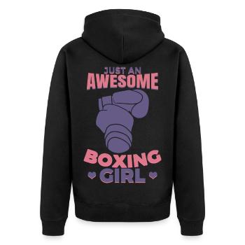 Boxer - Unisex Premium Organic Zip Hoodie - black - Back - Nico (187cm)