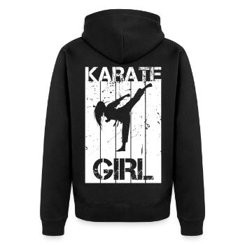 Karate Girl - Unisex Premium Organic Zip Hoodie - black - Back - Nico (187cm)