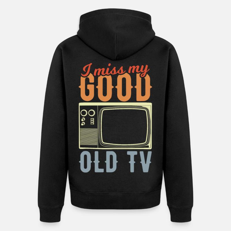 Röhrenbildfernseher - Unisex Premium Bio Zip Hoodie - Schwarz