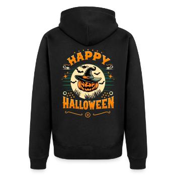 Happy Halloween - Unisex Premium Organic Zip Hoodie - black - Back - Nico (187cm)