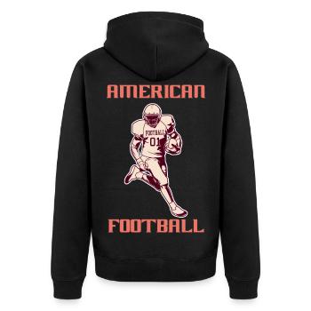American Football - Unisex Premium Bio Zip Hoodie - Schwarz - Hinten - Nico (187cm)