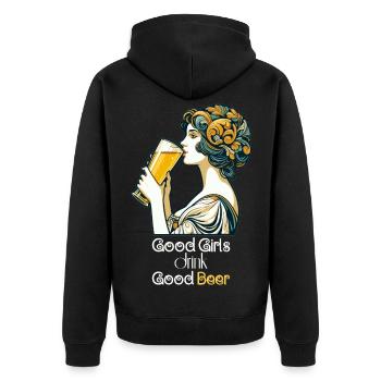 Bonne fille boire bonne bière cadeau - Veste à capuche bio Premium Unisexe - noir - Dos - Nico (187cm)