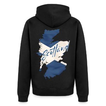 Flagge von Schottland, Schottischer Stolz - Unisex Premium Bio Zip Hoodie - Schwarz - Hinten - Nico (187cm)