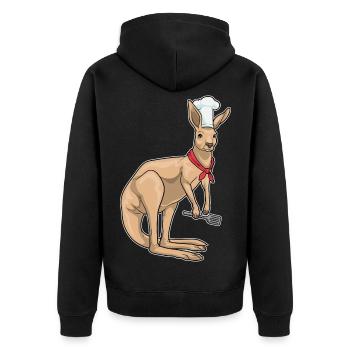 Känguru Koch Pfannenwender Kochen - Unisex Premium Bio Zip Hoodie - Schwarz - Hinten - Nico (187cm)