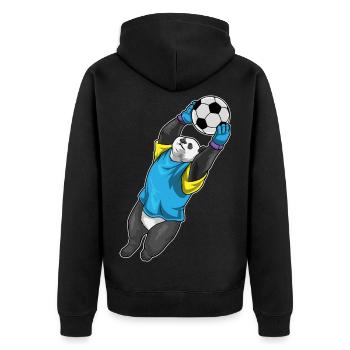 Panda Torwart Fußball - Unisex Premium Bio Zip Hoodie - Schwarz - Hinten - Nico (187cm)