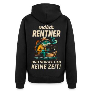 Lustiges Angeldesign für Rentner - Angel Opa 2025 - Unisex Premium Bio Zip Hoodie - Schwarz - Hinten - Nico (187cm)
