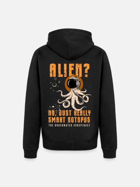 Alien? No, Just Smart Octopus - Unisex Premium Organic Zip Hoodie - black