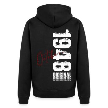 77th Birthday Original October 1948 - Unisex Premium Organic Zip Hoodie - black - Back - Nico (187cm)