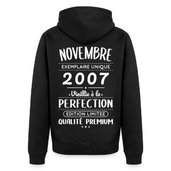 18th Birthday - November 2007 Perfection - Unisex Premium Organic Zip Hoodie - black - Back - Nico (187cm)