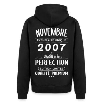 18th Birthday - November 2007 Perfection - Unisex Premium Organic Zip Hoodie - black - Back - Nico (187cm)