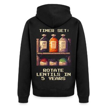 Timer Set | Rotate lenses in 5 years - Unisex Premium Organic Zip Hoodie - black - Back - Nico (187cm)