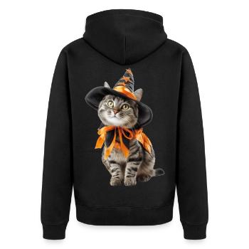 Déguisement de sorcier sorcier chat Halloween - Veste à capuche bio Premium Unisexe - noir - Dos - Nico (187cm)