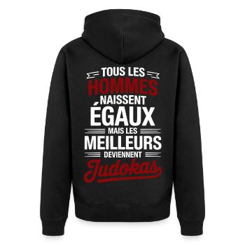 All men are born equal, but the best - Unisex Premium Organic Zip Hoodie - black - Back - Nico (187cm)