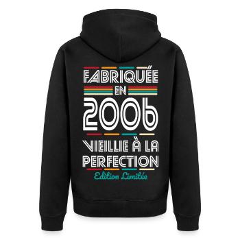2006 – Made – Aged to perfection - Unisex Premium Organic Zip Hoodie - black - Back - Nico (187cm)