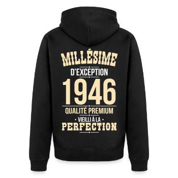 1946 – Millésime d’exception – Qualité premium - Veste à capuche bio Premium Unisexe - noir - Dos - Nico (187cm)
