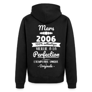 Anniversaire 20 ans - Mars 2006 Originale - Veste à capuche bio Premium Unisexe - noir - Dos - Nico (187cm)