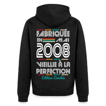 18 Year Anniversary - Made in May 2008 - Unisex Premium Organic Zip Hoodie - black - Back - Nico (187cm)