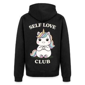 Love Self Love Single Shirt Motivation mignonne - Veste à capuche bio Premium Unisexe - noir - Dos - Nico (187cm)