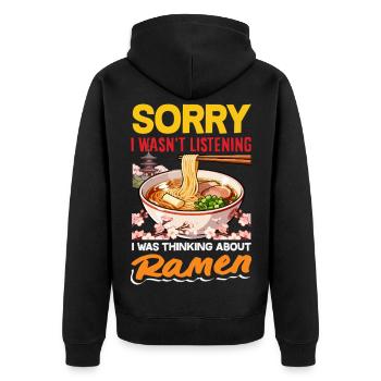 Think Ramen Noodle Fan Japanese - Unisex Premium Organic Zip Hoodie - black - Back - Nico (187cm)