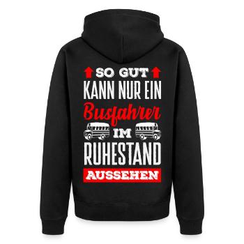 Busfahrer Im Ruhestand Aussehen - Unisex Premium Bio Zip Hoodie - Schwarz - Hinten - Nico (187cm)