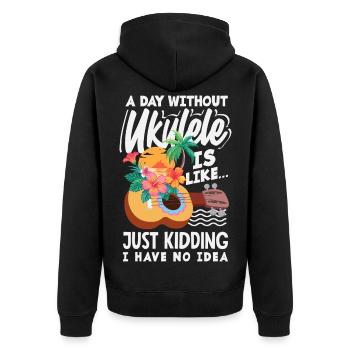 Funny Ukulele Designs and Sayings - Unisex Premium Organic Zip Hoodie - black - Back - Nico (187cm)