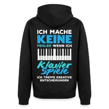 Piano Klavier Musiker Geschenk Geschenkidee - Unisex Premium Bio Zip Hoodie - Schwarz - Hinten - Nico (187cm)