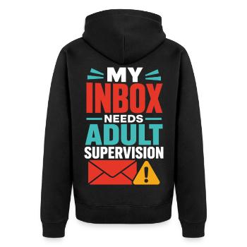Inbox Adult – E-Mail und Büro Humor - Unisex Premium Bio Zip Hoodie - Schwarz - Hinten - Nico (187cm)