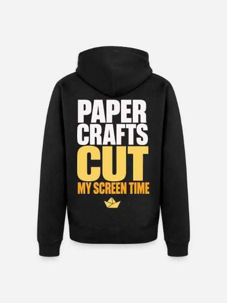 Paper Crafts Cut My Screen Time - Unisex Premium Bio Zip Hoodie - Schwarz