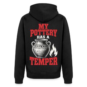 Töpferware hat Temperament - Unisex Premium Bio Zip Hoodie - Schwarz - Hinten - Nico (187cm)