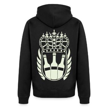 Königliches Bier Logo - Unisex Premium Bio Zip Hoodie - Schwarz - Hinten - Nico (187cm)