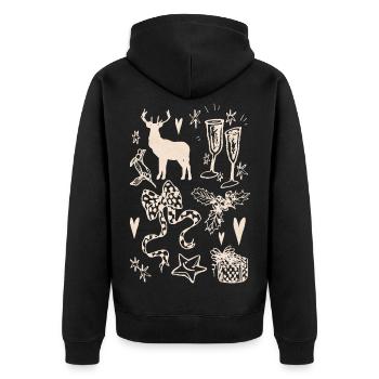 WEIHNACHTSSAMMLUNG - Unisex Premium Bio Zip Hoodie - Schwarz - Hinten - Nico (187cm)