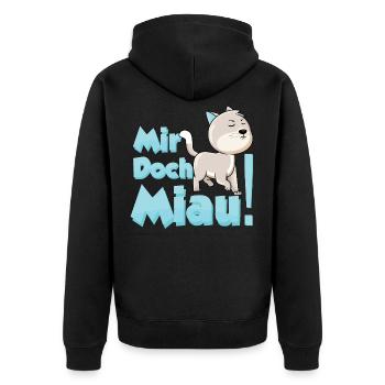 Mir Doch Miau - Katzen - Unisex Premium Bio Zip Hoodie - Schwarz - Hinten - Nico (187cm)