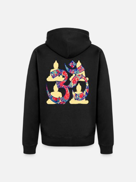 om with buddha e 42 - Unisex Premium Organic Zip Hoodie - black