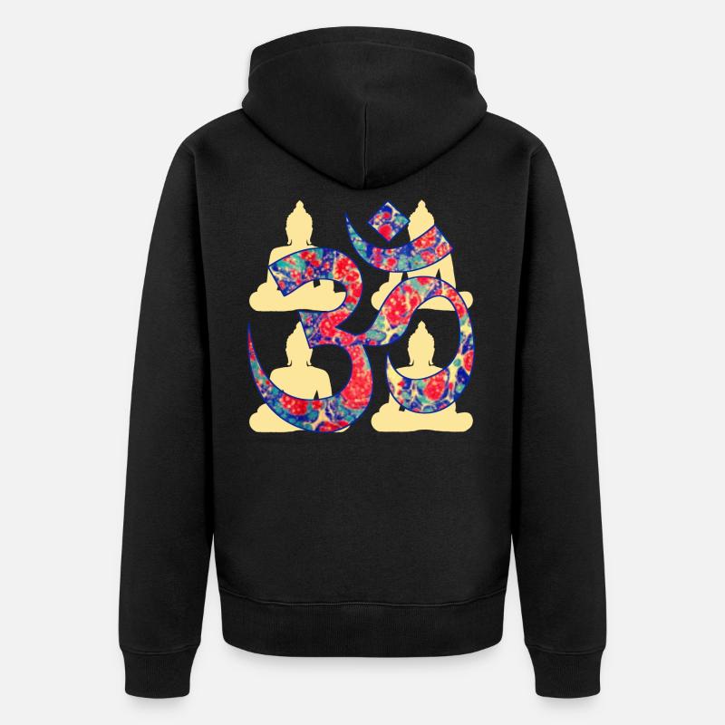 om with buddha e 42 - Unisex Premium Organic Zip Hoodie - black