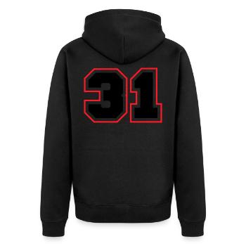 31 symbole de nombre - Veste à capuche bio Premium Unisexe - noir - Dos - Nico (187cm)