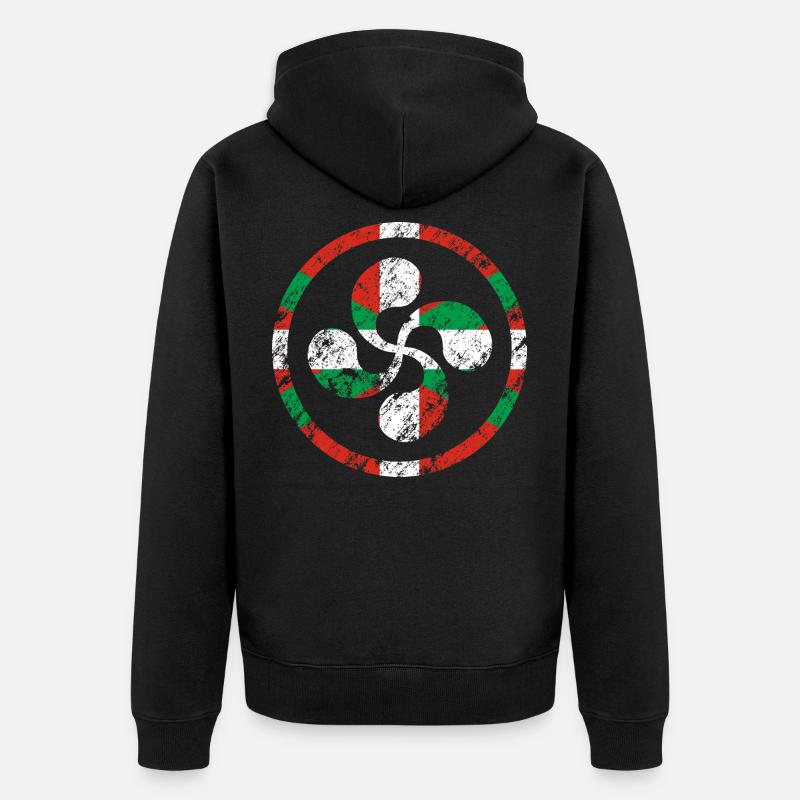 Lauburu d’Euskadi. Pays basque. Ikurriña - Veste à capuche bio Premium Unisexe - noir