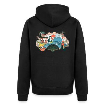 Japan - Unisex Premium Bio Zip Hoodie - Schwarz - Hinten - Nico (187cm)
