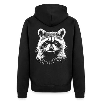 Raccoon - Unisex Premium Organic Zip Hoodie - black - Back - Nico (187cm)